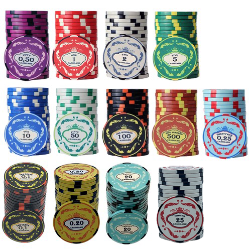 Pokerchips-Set mit Keramikkrone, 500 Chips