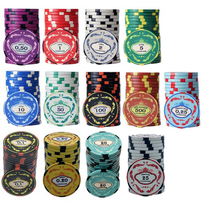 Jeton de Poker Chips Set Ceramic Crown 500 jetons
