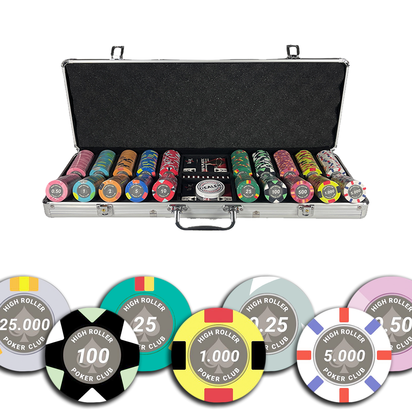 High Roller Poker Club Poker Case 500 Chips