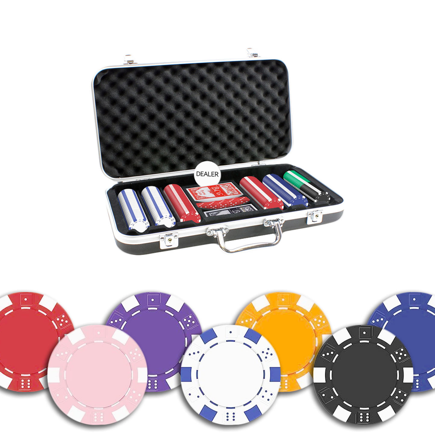 Der Dice Pokerkoffer mit 300 Chips